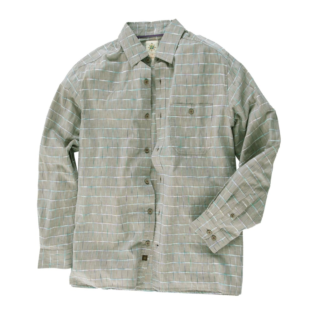 The Territory Ahead Sayulita Space-Dyed Check Shirt in Green Size Large